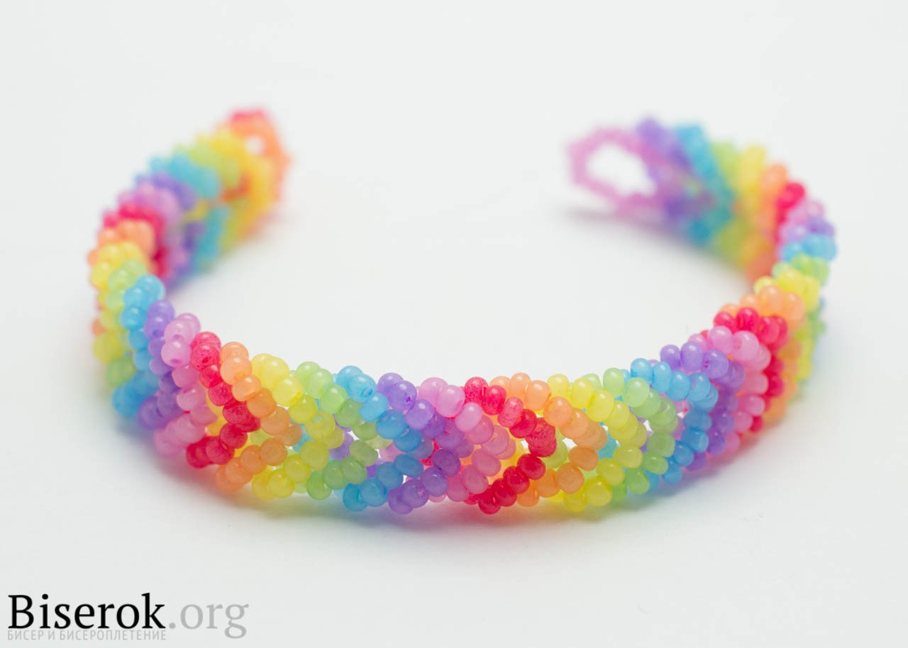 diy-rainbow-color-woven-beaded-bracelet10