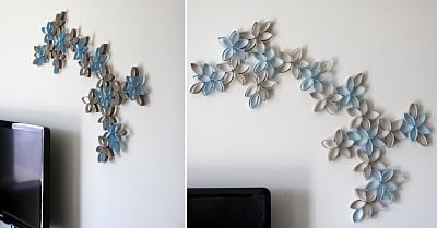 DIY Toilet Paper Roll 3D Flower Wall Art