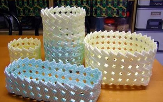 DIY Woven Amazing Storage Baskets out of Drinking Straws