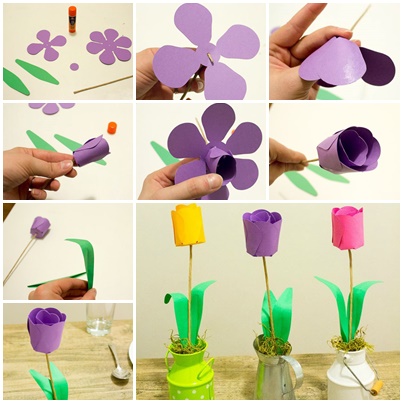 How To DIY 3D Paper Tulip Flowers