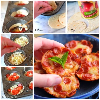 Quick to Make Mini Tortilla-Crust Pepperoni Pizzas