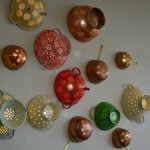 upcycled colander wall lights