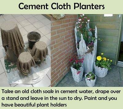 DIY Make Cement Cloth Planters