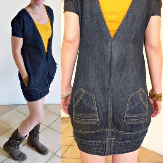 DIY Transform Old Jeans into Upside Down Dress