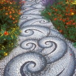 Swirling sinuous stone garden pathway