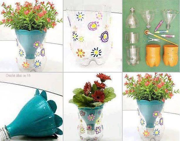DIY Pretty Flower Pot from Plastic Bottles