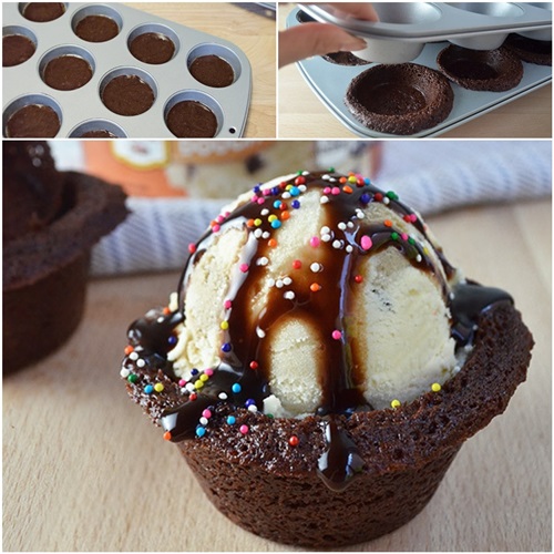 DIY Super Sundae Brownie Bowl with Muffin Tins
