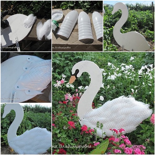 DIY Swan Garden Decorations Using Plastic Bottles