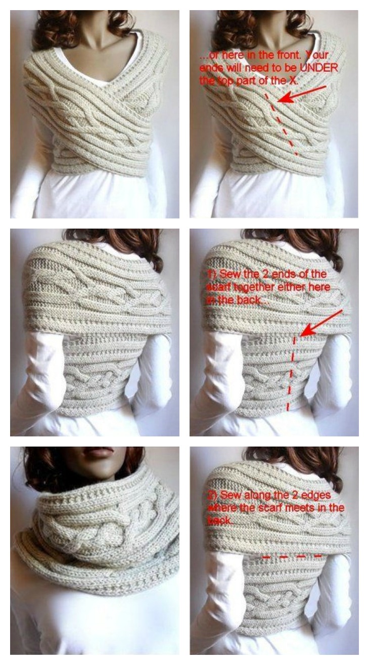 DIY Chic Cable Knit Cowl and Sweater in One 