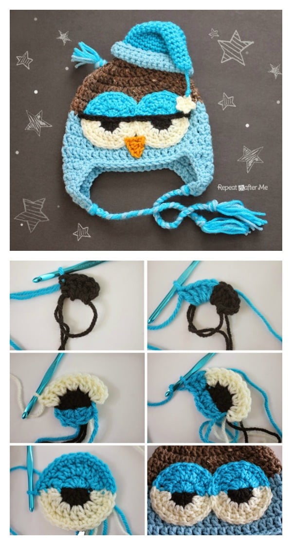 DIY Crochet Cute Drowsy Owl Hat