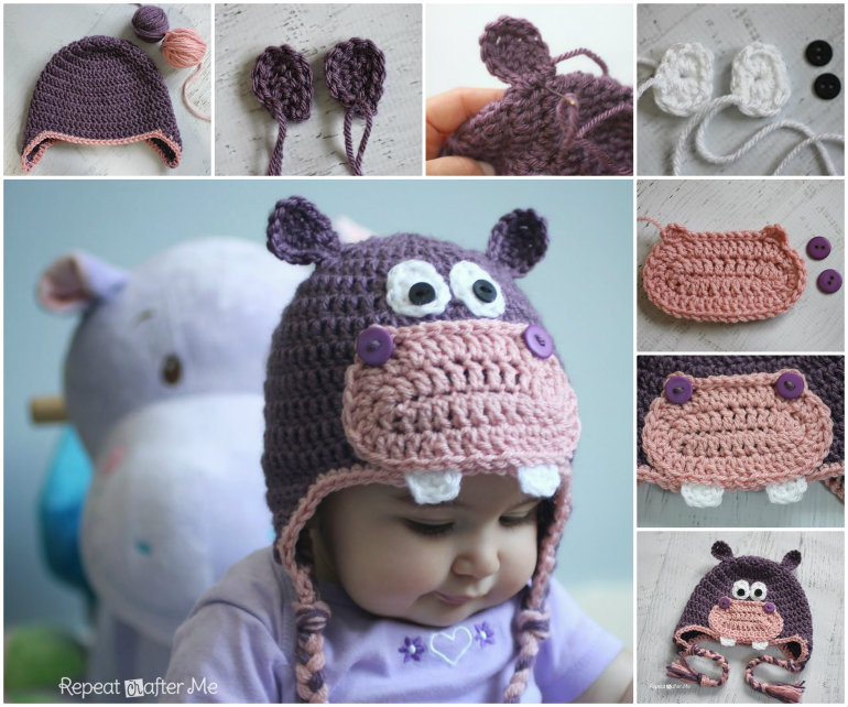 DIY Cute Crochet Hippo Hat