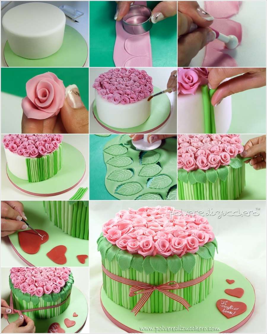 DIY Awesome Bouquet Of Roses Cake Decor