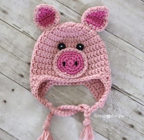 Animal Hat Crochet Patterns-pig