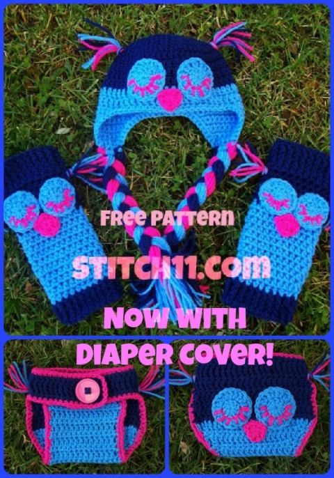 Crochet Baby Owl Hat Set