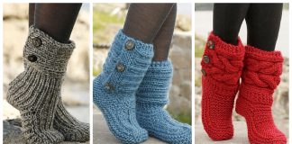 DIY 8 Knitted & Crochet Slipper Boots Free Patterns