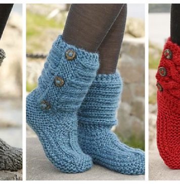DIY 8 Knitted & Crochet Slipper Boots Free Patterns