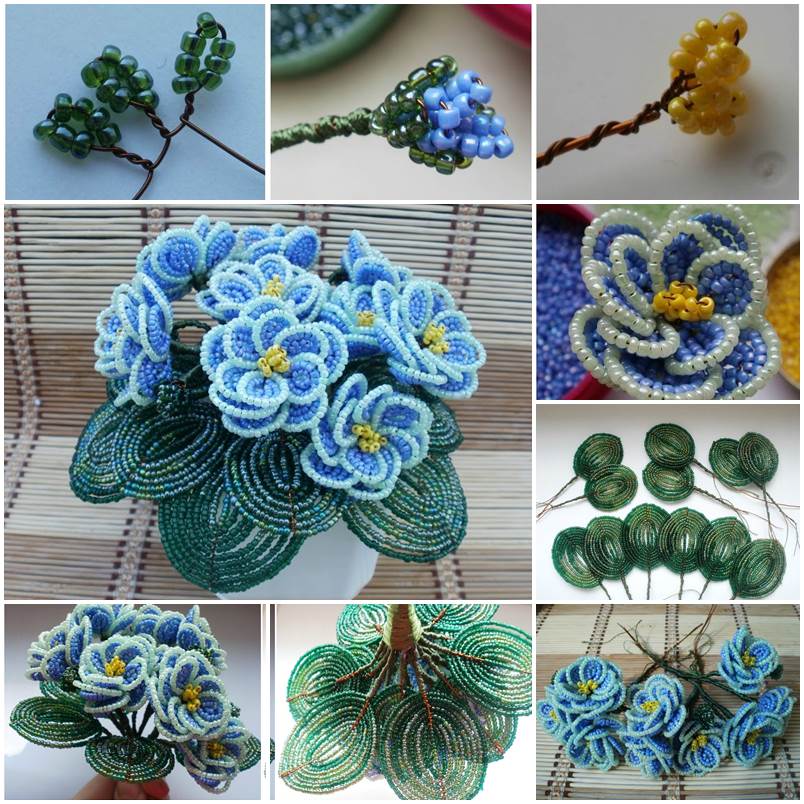 DIY-Beaded-Violet-Flower-Bouquet-1