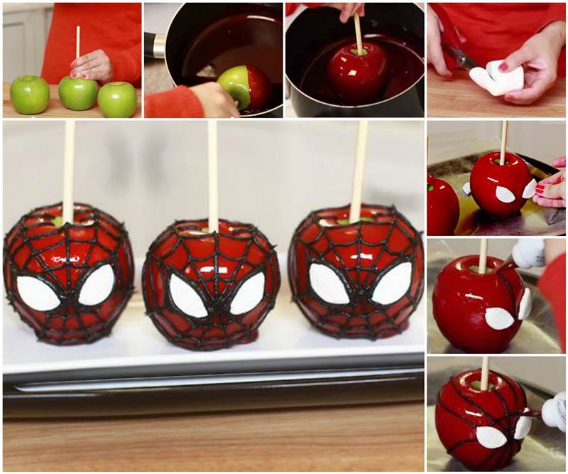 DIY Spiderman Candy Apples