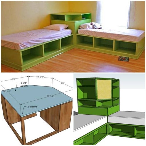 DIY Corner Unit for the Twin Storage Bed - Space Saving Idea