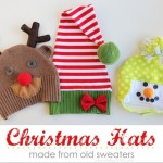 easy-and-cuddly-diy-ideas-for-recycling-old-Sweater  Snowman Reindeer Elf Christmas Hats