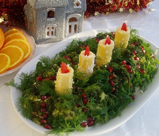 Candle Decorated Christmas Salad-2