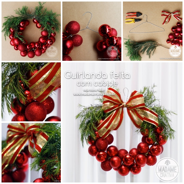 DIY Christmas Bauble Wreath With Metal Hanger