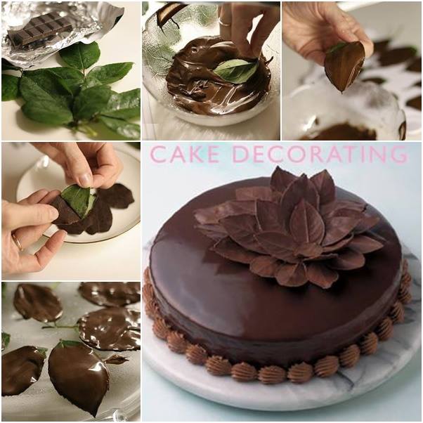DIY Leaf Chocolate for Cake Decoration