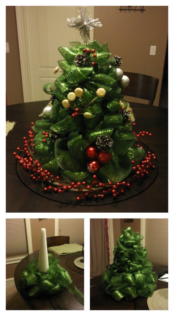 DIY Ribbon Christmas Tree Centerpiece