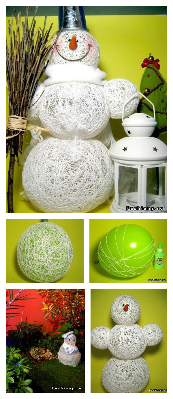 DIY Snowman Decor Made of Yarn