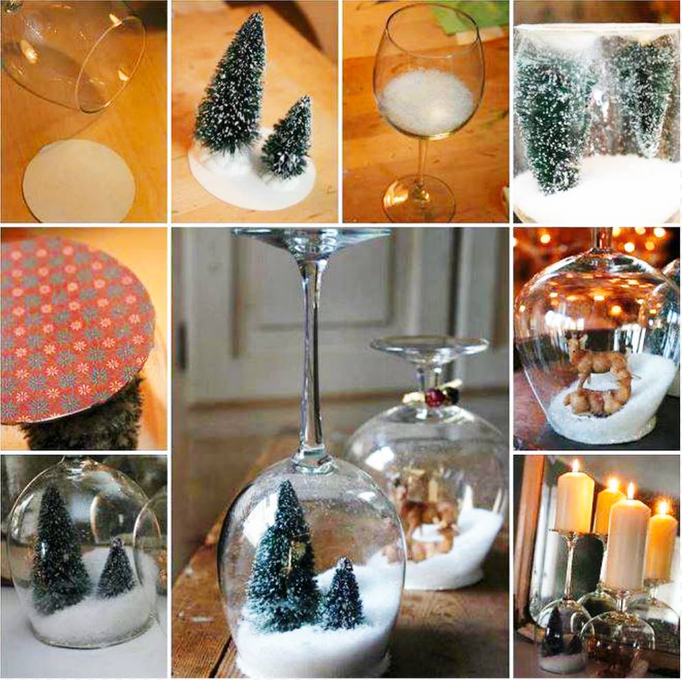 DIY Wine Glass Snow Globes