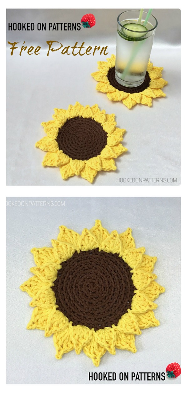 Sunflower Coaster Free Crochet Pattern 