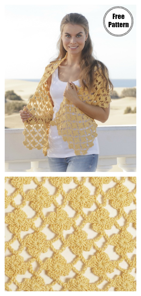Sunflower Lace Shawl Free Crochet Pattern