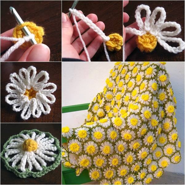 How to DIY Crochet Vintage Daisy Motif Step by Step