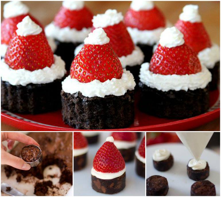 Brownie strawberry Santa hats