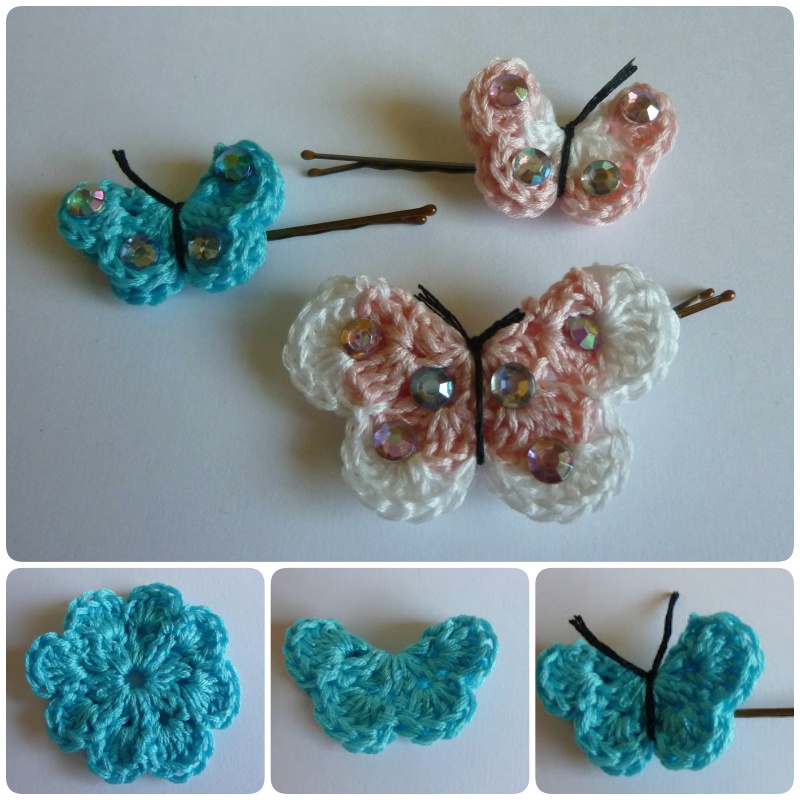 Crochet Butterfly Bobby Pins