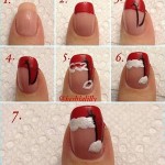 Christmas Santa hat nails art