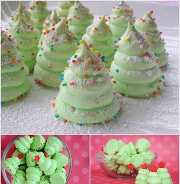 Christmas Tree Meringues Cookies