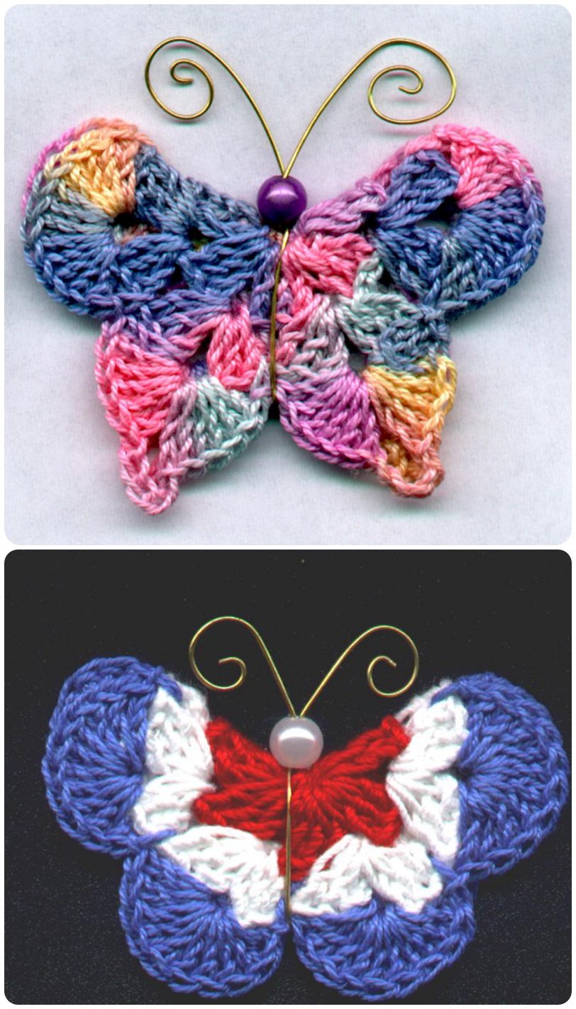 Crochet Mary G's Butterfly Pins with Free Pattern