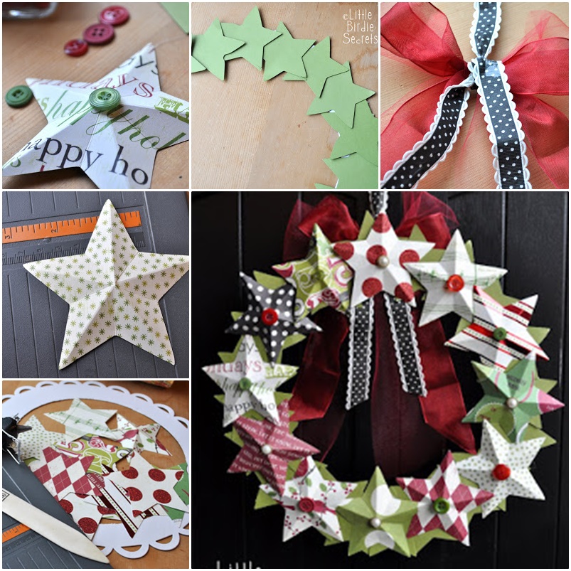 DIY 3D paper star wreath