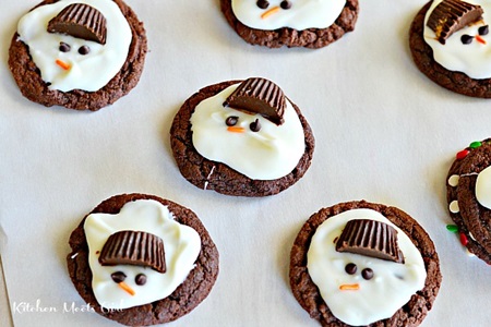 Melting Snowmen Chocolate Mint Cookies