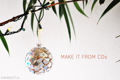 50 Creative DIY Christmas Ornament Ideas and Tutorial-mosaic ornaments from cds