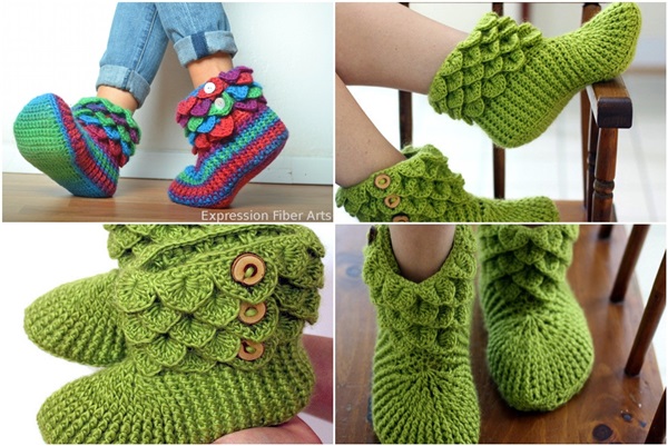 How to Make Crocodile Crochet Boots to Keep You Warm