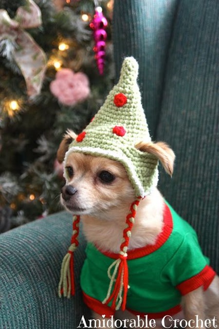 Crochet Dog Elf Hat