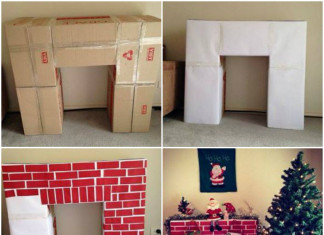 DIY Cardboard Christmas Fireplace