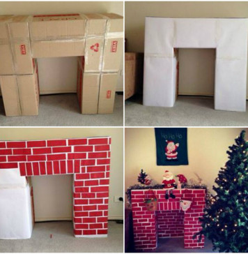 DIY Cardboard Christmas Fireplace