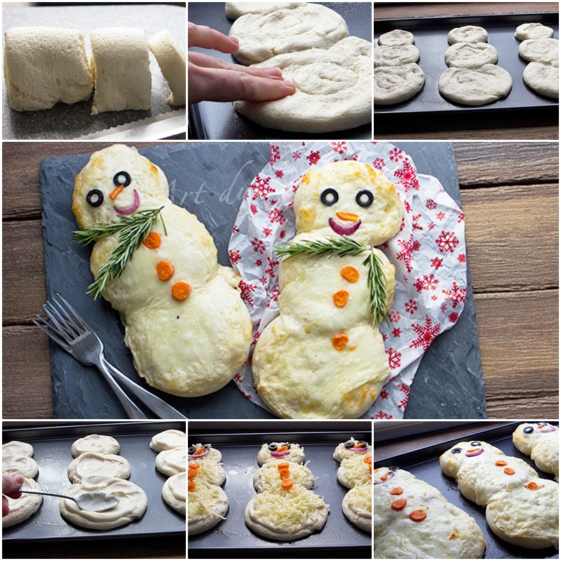 DIY Mini Snowman Pizzas
