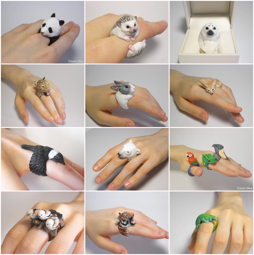 Amazing Handmade Animal Polymer Clay Rings by Jiro Miura