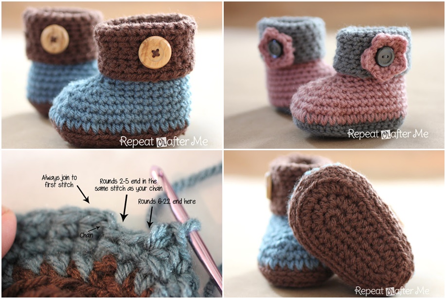 Crochet Cuffed Baby Booties Pattern