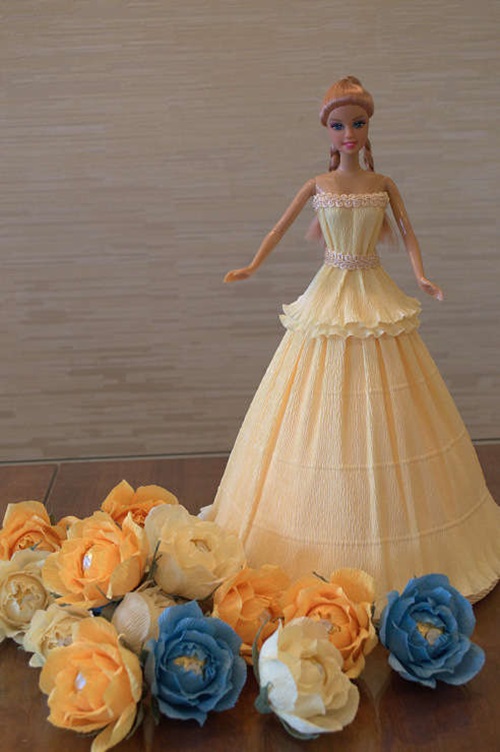 DIY Barbie Chocolate Bouquet dress-25
