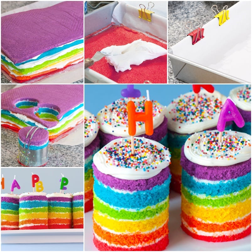 Teeny Tiny Rainbow Cakes